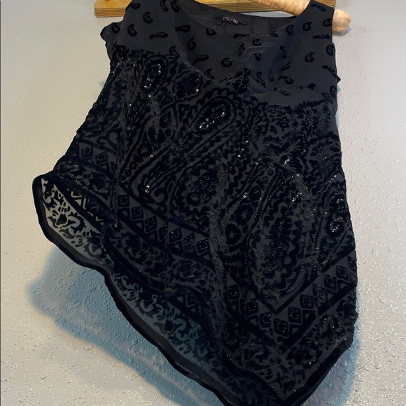 E by Eci Women’s Black Sheer Paisley Beaded Tank Top – Size 6 - Picture 6 of 16